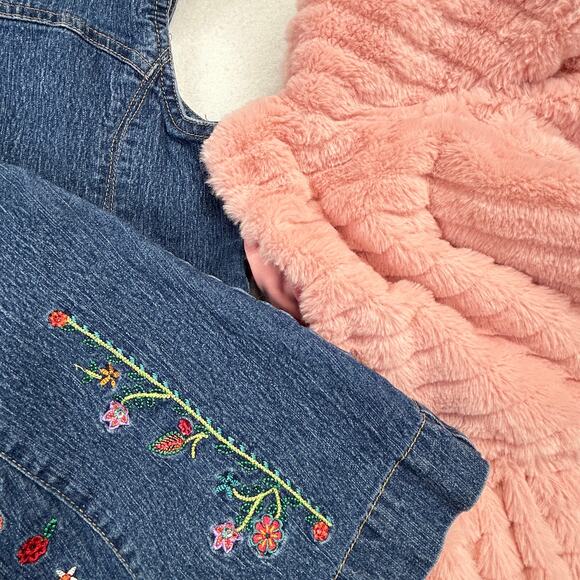 Girls 2pc Lot Size 4 Vest Jacket Dress NO KIDDING wrap Blue LITTLE LASS jkt Pink - Picture 3 of 8